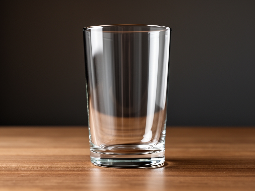 Verre d'eau claire avec des gouttes fraîches sur une surface en bois naturel texturé, lumière naturelle douce en arrière-plan, représentant la pureté et l'hydratation